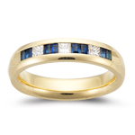 0.30 Ct Princess-Cut Diamond & 0.80 Ct Baguette Sapphire Wedding Band