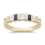 0.64 Ct Princess-Cut Diamond & 0.30 Ct Baguette Sapphire Wedding Band