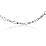 Texture Round European Link  in 14K White Gold