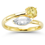 0.80 Ct Yellow Sapphire & 0.80 Ct White Sapphire Ring- 14K Yellow Gold