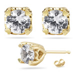 1.00-1.25 Ct 5 mm AA Round White Sapphire Stud Earrings in 14K Yellow Gold