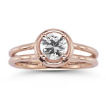 0.93 Cts of 6 mm AA Round White Sapphire Solitaire Ring in 14K Pink Gold