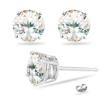 1.66 Cts ( 6mm Round ) of Natural White Sapphire Stud Earrings in 14K White Gold