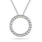 Diamond-Cut Circle Pendant in 14K White Gold
