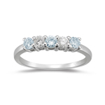 1/5 Cts VS Diamond and 0.33 Cts Aquamarine Ring in 18K White Gold