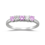 0.20 Cts Diamond & 0.39 Cts AA Pink Sapphire Ring in 18K White Gold