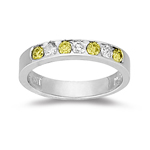 2/5 Ct Yellow Diamond & White Diamond Ring in 14K White Gold