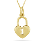 Heart Lock Pendant in 14K Yellow Gold