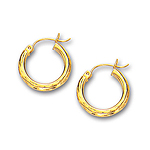 3 mm Diamond-Cut Gold Huggie Earrings in 14K Yellow Gold (20 mm)