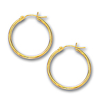 2 mm Gold Classic Hoop Earring in 14K Yellow Gold (25 mm)