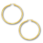 3 mm Gold Classic Hoop Earring in 14K Yellow Gold (50 mm)