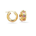 Gold Prince-Princess Childrens Flower Hoop Earrings in 14K Yellow Gold