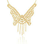 Balinese Bead Butterfly Necklace in 14K Yellow Gold