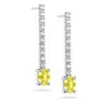 0.20 Cts Diamond & 1.00 Cts Yellow Sapphire Earrings in 18K White Gold