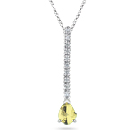 0.10 Ct Diamond & 0.75 Ct Yellow Sapphire Drop Pendant- 18K White Gold