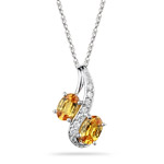 0.08 Cts Diamond & 1.20 Cts Yellow Sapphire Pendant in 14K White Gold