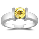 1.10 Ct 6 mm AAA Round Yellow Sapphire Solitaire Ring in 14K White Gold