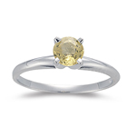 0.66 Ct 5 mm AAA Round Yellow Sapphire Engagement Ring in 14K White Gold