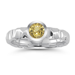 0.61 Ct 5 mm AA Round Yellow Sapphire Solitaire Ring in 14K White Gold