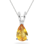 0.45 Ct 6x4 mm AA Pear Yellow Sapphire Solitaire Pendant in 14KW Gold