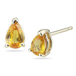 0.92 Ct 6x4mm AA Pear Yellow Sapphire Stud Earrings in 14K Yellow Gold