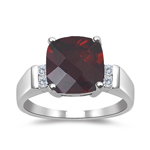 0.08 Cts Diamond & 2.28-2.79 Cts Garnet Ring in 14K White Gold