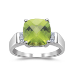 0.08 Cts Diamond & 2.00-2.59 Cts Peridot Prong-set Ring in 14K White Gold