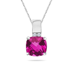 0.04 Cts Diamond & 5.20 Cts Pink Topaz Pendant in 14K White Gold