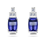 0.09 Cts Diamond & 1.08 Cts Iolite Earrings in 14K White Gold