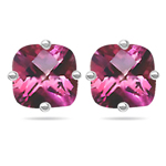 1.78 Ct 6 mm AA Cush Check Mystic Pink Topaz Stud Earrings - 14KW Gold