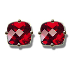 1.78 Ct 6 mm AA Cush Check Mystic Red Topaz Stud Earrings in 14KW Gold