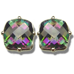 4.24 Ct 8 mm AA Cush Check Mystic Topaz Stud Earrings - 14K White Gold