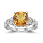 0.04 Cts Diamond & 1.85-1.95 Cts AAA Citrine Ring in 14K White Gold