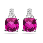 0.03 Cts Diamond & 4.24 Cts Pink Topaz Earrings in 14K White Gold