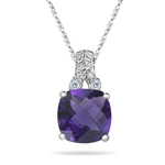 0.04 Cts Diamond & 1.58 Ct Amethyst Filigree Pendant in 14K White Gold