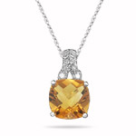 0.04 Cts Diamond & 1.87-2.44 Cts Citrine Filigree Pendant in 14K White Gold