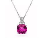 0.04 Cts Diamond & 2.12 Cts Pink Topaz Pendant in 14K White Gold