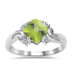 0.05 Cts Diamond & 0.83-1.19 Cts AAA Peridot Ring in 14K White Gold